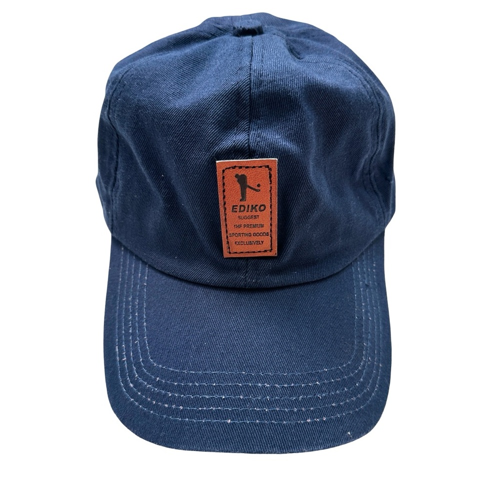 Ediko Navy Blue Adjustable Cap with Brown Patch